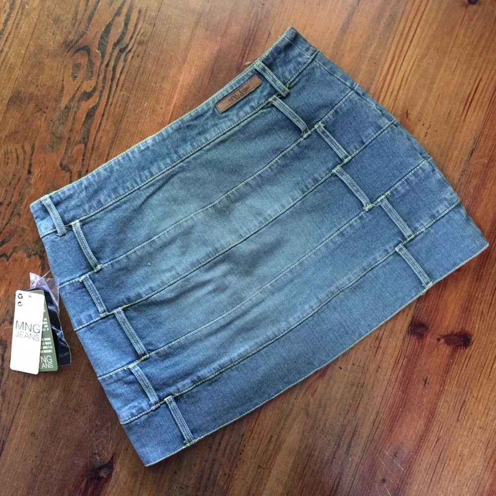 MNG Jeans Belt Loop Denim Mini Skirt NWT - Picture 2 of 7